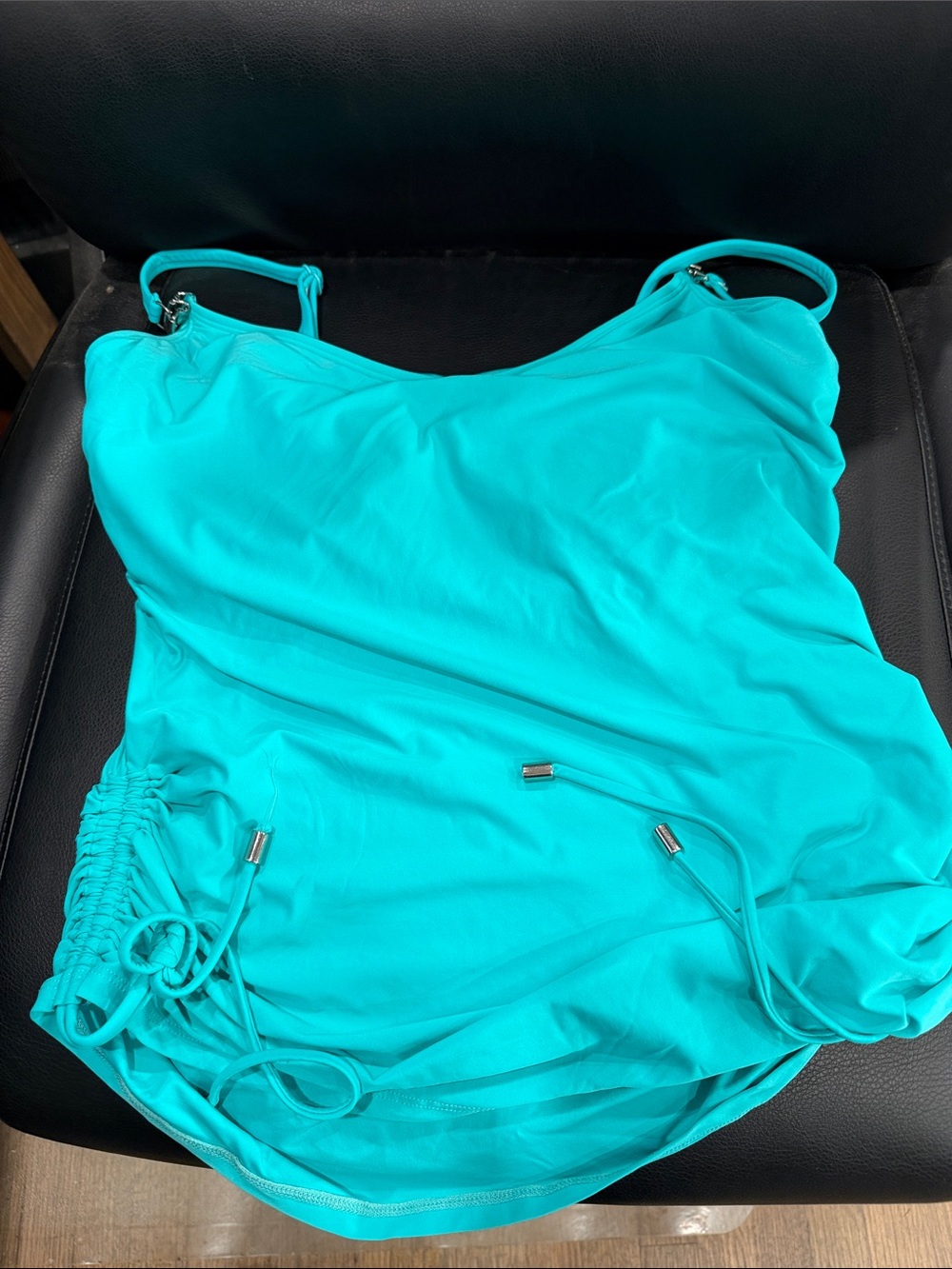 Coco Reef Teal Bikini Top with Chain Accent